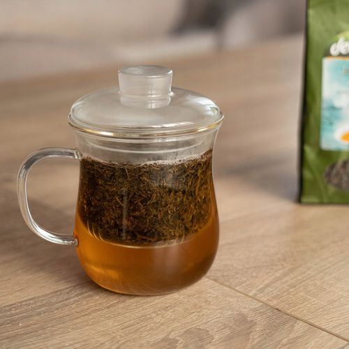 KUBEK Z ZAPARZACZEM DO HERBATY ZIÓŁ 370ml SITKO SZKLANY POKRYWKĄ TERMICZNY na Arena.pl