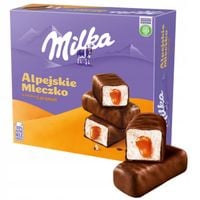 Milka Alpejskie Mleczko o smaku waniliowym z nadzieniem karmelowym 350 g