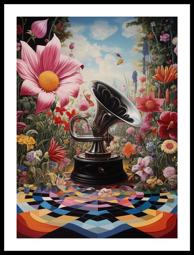 Plakat 40x55cm Gramofon w Kwiatach na Arena.pl