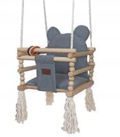 Emaga Huśtawka Drewniana Dla Dzieci Velvet MIŚ 170 cm