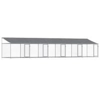 Klatka dla psa, z dachem i drzwiami, szara, 10x2x2 m, stal