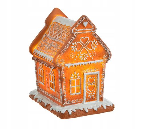 dekoracja świąteczna - Domek ceramiczny z piernika LED brąz bielony - 16 cm na Arena.pl