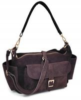 Zamszowa czekoladowa torebka skóra naturalna Laura Biaggi