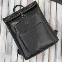 plecak skórzany vintage roll top na laptopa miejski czarny paolo peruzzi