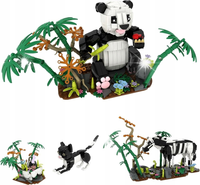 KLOCKI PANDA KROWA KOT BAMBUS ROŚLINA 3W1 PREZENT DZIECI KREATYWNY ZESTAW