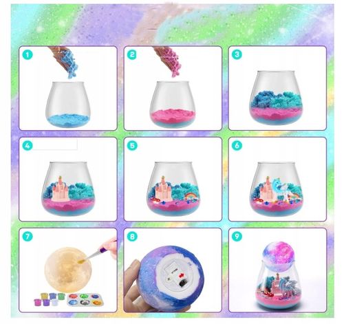 Jednorożec Zestaw Kreatywny Dziewczynki Lampka Nocna Piasek Kinetyczny DIY na Arena.pl