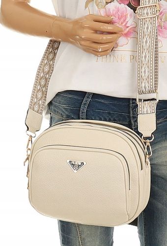 Torebka Damska Skóra Pojemna Listonoszka na Ramę Miejska Modna YD9743 Beige na Arena.pl