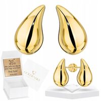 Złote kolczyki KROPLE ŁEZKI 585 NA PREZENT GRAWER GRATIS