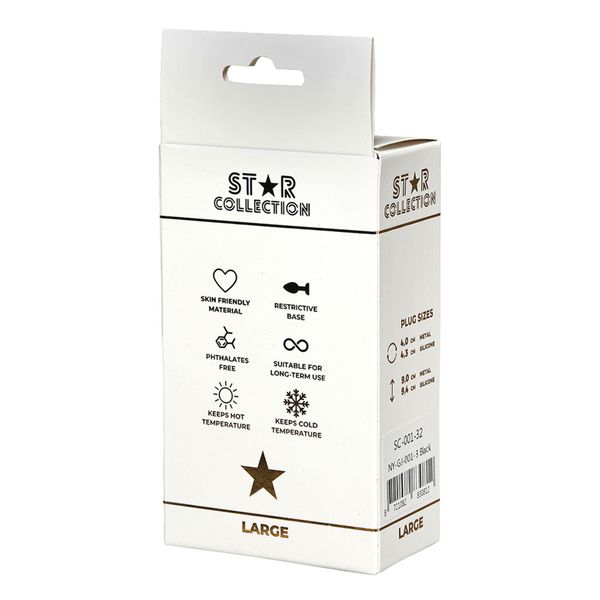 Star Collection - Black Silicone Anal Plug L - Pink Stone zdjęcie 2