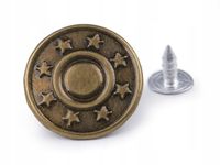 Metalowe guziki nawlekane kształt okrągły fi 19,9 mm złoty 10 szt.
