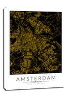 Amsterdam złota mapa - obraz na płótnie 30x40 cm