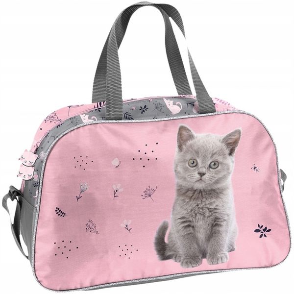 Różowa Torba Sportowa z Kotkiem na Basen Podróżna dla Dziewczynek Kot Paso zdjęcie 1