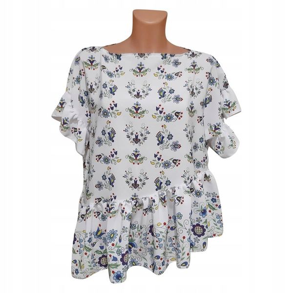 bluzka damska z falbanką oversize KASZEBE wzór kaszubski zdjęcie 1