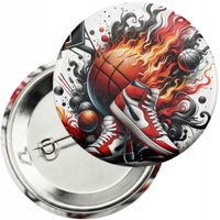 Przypinka z agrafką 59mm - KOSZYKÓWKA SPORT PIŁKA KOSZ DRUŻYNA