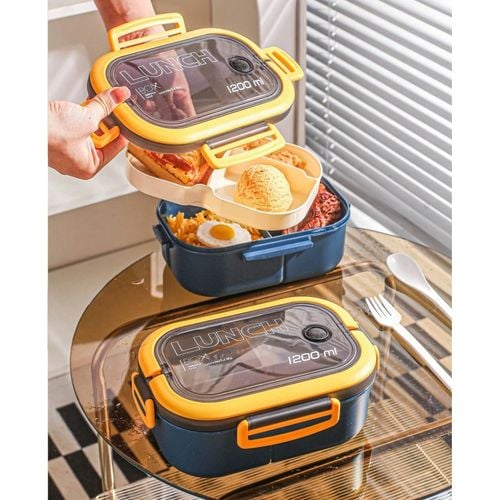 śniadaniówka lunch box ze sztućcami 21 x 14,5 x 8cm granat pjm44gran na Arena.pl