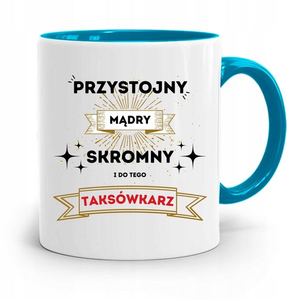 Kubek Błękitny Dla Taksówkarza Przystojny Mądry Z Nadrukiem Ze Zdjęciem zdjęcie 1