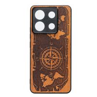 Drewniane Etui Bewood do Xiaomi Redmi Note 13 5G RÓŻA WIATRÓW MERBAU
