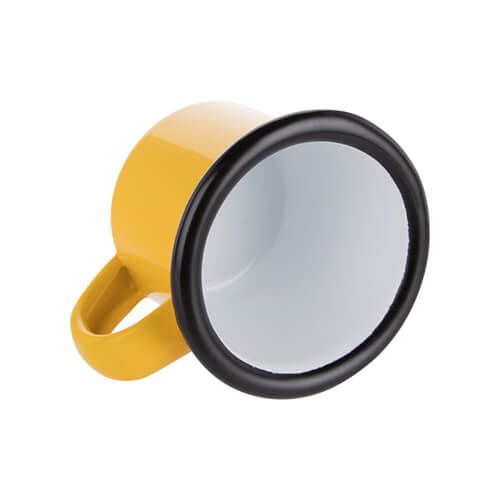 Kubeczek emaliowany 100 ml żółty z czarnym rantem Sublimacja Termotransfer na Arena.pl