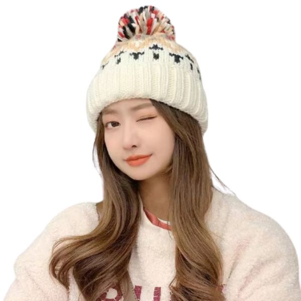 CZAPKA ZIMOWA DAMSKA Z POMPONEM BEANIE OCIEPLANA zdjęcie 3