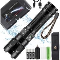 LATARKA LED 20000 LUMENÓW AKUMULATOROWA MOCNA SZPERACZ ZOOM USB