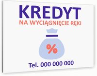 nadruk UV TABLICZKA nierdzewna reklamowa szyld KREDYT 40x30 cm DIBOND