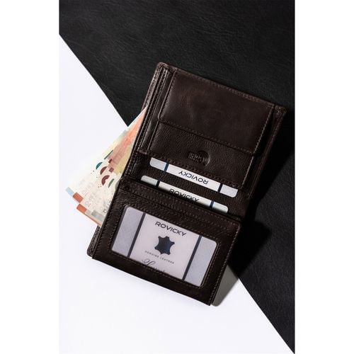 męski portfel ze skóry naturalnej z zakładkami na karty - rovicky na Arena.pl