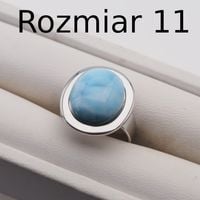 Pierścionek regulowany z owalnym Larimarem w srebrze rodowanym 11 (Średnica wewnętrzna 16 mm) +/- 2 rozmiary regulacji