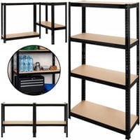 Regał Magazynowy PAKO Czarny 150x75x30 4 Półki 700 Kg