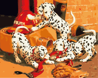 Malowanie po numerach – Szczeniaki strażaki - 40x50 rama