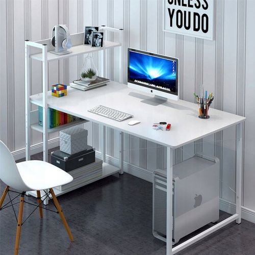 BIURKO KOMPUTEROWE STOLIK LOFT BIAŁE STÓŁ MŁODZIEŻOWE Z REGAŁEM GAMINGOWE na Arena.pl