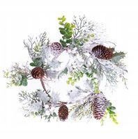 Wianek ośnieżony zielony z szyszkami do stroików