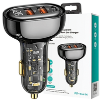 usams ład. sam. 2xusb+1xusb-c 125wfast charge transparent black
