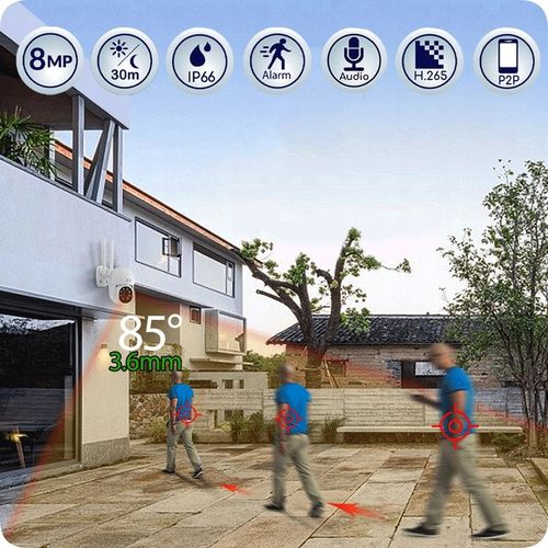 Kamera Zewnętrzna Obrotowa IP WiFi 8MPx 8MP 4K ULTRA HD 4x ZOOM na Arena.pl