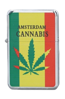 Zapalniczka Benzynowa z Napisem AMSTERDAM CANNABIS Kolory Reggae