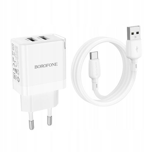 Ładowarka sieciowa (2xUSB - 2,1A, z kablem USB na Typ C) BOROFONE na Arena.pl