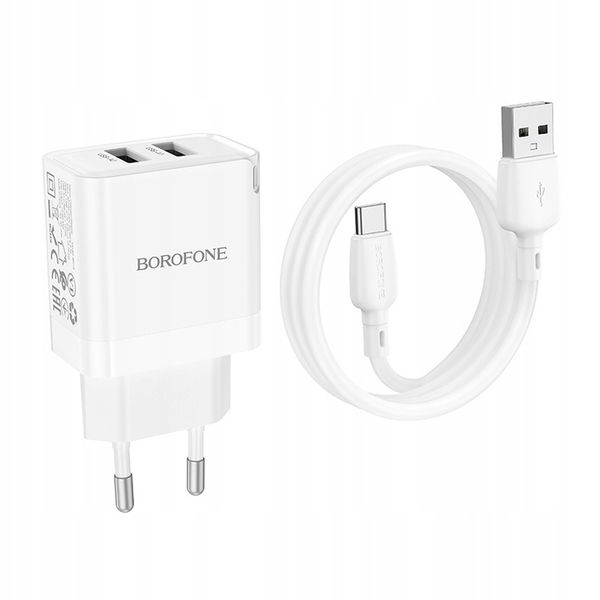 Ładowarka sieciowa (2xUSB - 2,1A, z kablem USB na Typ C) BOROFONE zdjęcie 8