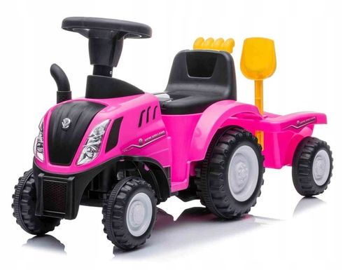 Jeździk pchacz chodzik traktor z przyczepą New Holland różowy na Arena.pl