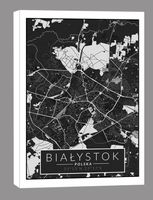 Białystok czarna mapa - obraz na płótnie 60x80 cm
