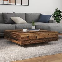 Stolik kawowy z oświetleniem LED Stare drewno 100x100x31 cm