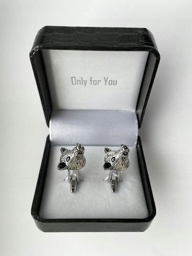 Srebrne spinki do mankietów EXC Dzik Dziki Głowa Dzika dla Myśliwego w Etui na Arena.pl