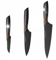 FISKARS ZESTAW KOMPLET NOŻY NÓŻ KUCHENNY SZEFA KUCHNI OSTRE EDGE 3szt