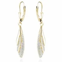 WISZĄCE POZŁACANE SREBRNE KOLCZYKI AŻUROWE SOPLE ŁEZKI KROPLE BIAŁE CYRKONI