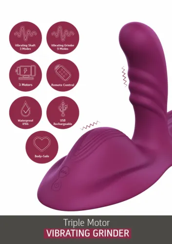 she.e.o triple motor vibrating grinder silikonowy, 3 silniki, pilot na Arena.pl