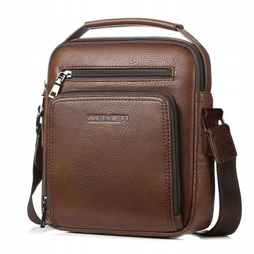 SASZETKA MĘSKA SKÓRZANA TORBA NA RAMIĘ DO RĘKI BRĄZ Z KIESZENIĄ na Arena.pl