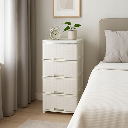 KOMODA Z SZUFLADAMI PLASTIKOWA ECRU WOLNOSTOJĄCA REGAŁ ORGANIZER na Arena.pl