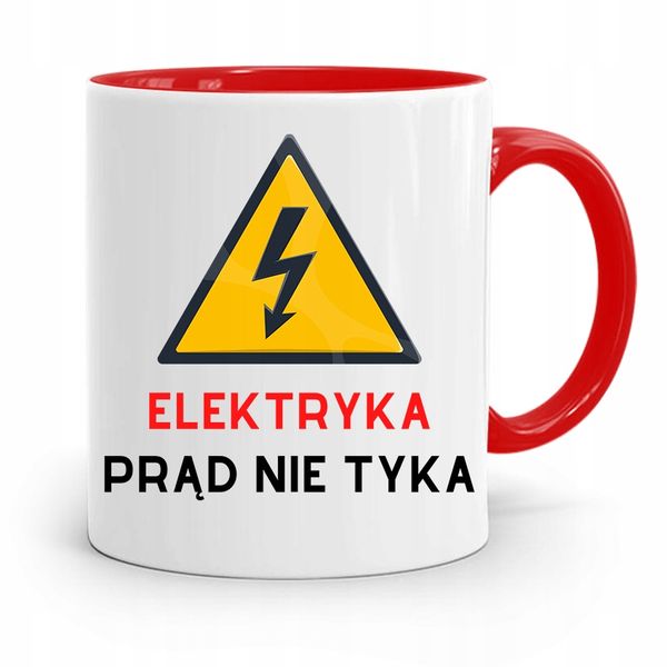 Kubek Czerwony Elektryka Elektryka Prad Nie Tyka Z Nadrukiem Ze Zdjęciem zdjęcie 1