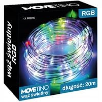 MOCNY WĄŻ ŚWIETLNY ZEWNĘTRZNY LAMPKI CHOINKOWE 480 LED IP44 DŁUGI 20m MULTI