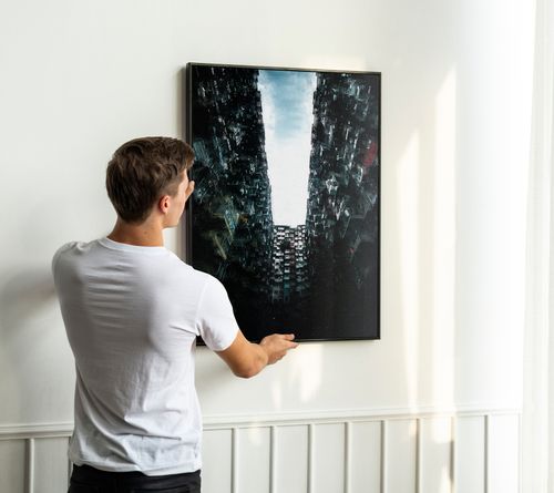 Plakat abstrakcja bloki 21x30 cm w czarnej ramie na Arena.pl