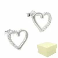 Srebrne Kolczyki 925 Wkrętki Serduszko Serce Serca - na Prezent dla Niej
