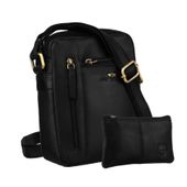 klasyczna skórzana listonoszka męska w czarnym kolorze z kieszonkami